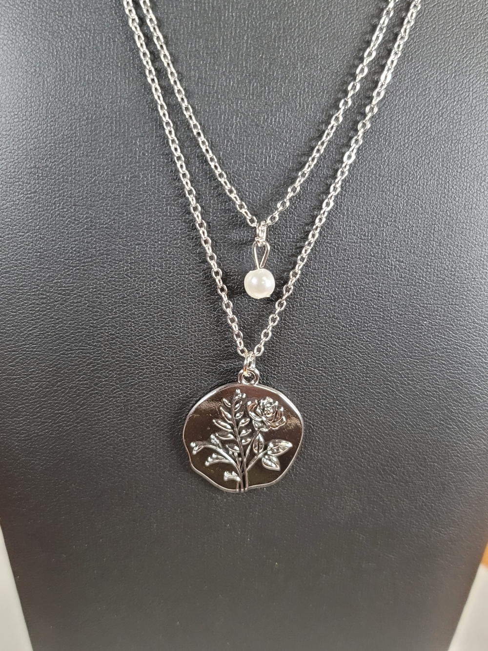 paparazzi Birthstone Silver-Tone Double Layer Floral Pendant Necklace - Picture 2 of 2